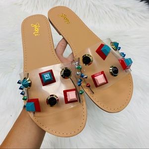 Clear multi stoned sandal